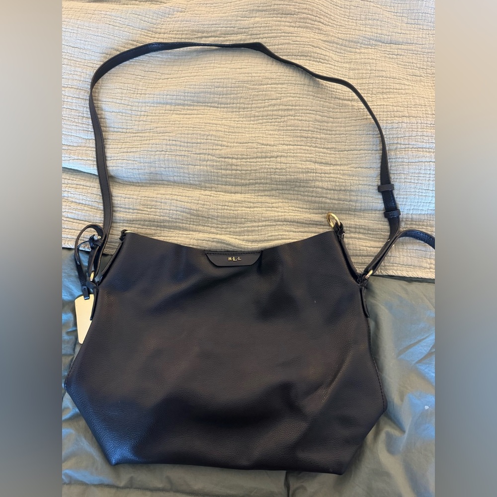 Vintage Ralph Lauren Black Leather Shoulder Bag